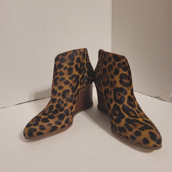 1.State Womens Kaleb Suede Dress Leopard Wedge Ankle Boots Shoes Size 7M NEW - Picture 3 of 13